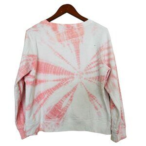 J.CREW Sweatshirt Pink White Tie Dye CrewNeck Cotton Pullover Size Large